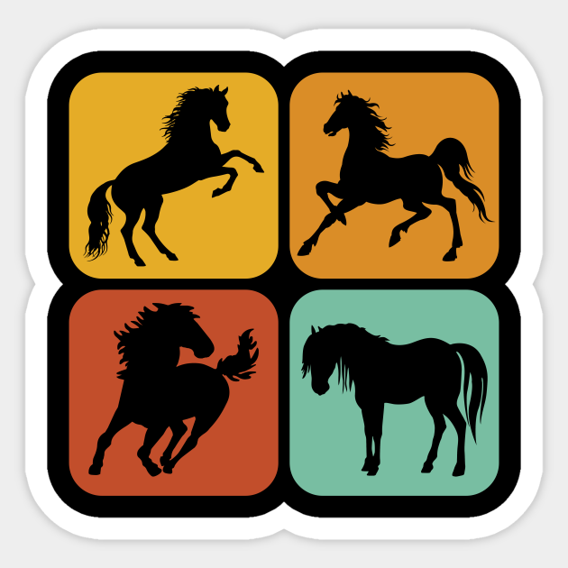 Retro Horses I Aesthetic I Stallion I Horse Horse Sticker TeePublic